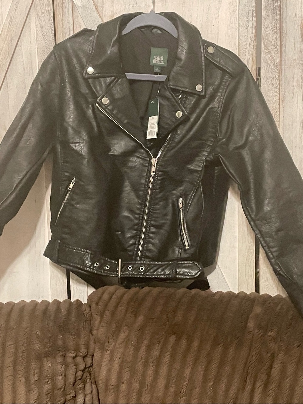 Wild Fable Black Faux Leather Biker Jacket